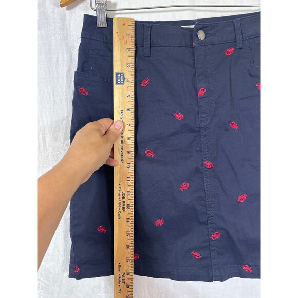 Croft Barrow VTG Skort 6 Navy Blue Red Embroidered Lobsters Shorts Skirt Stretch - Picture 7 of 10